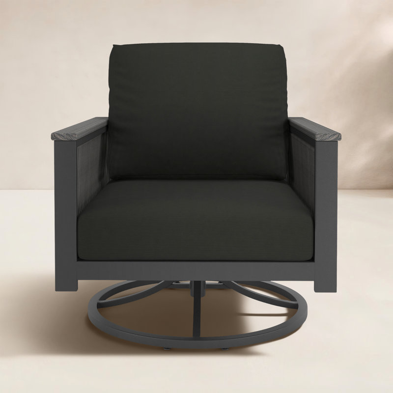 Chaise berçante d'extérieur avec coussin Sunbrella Townsend, Toile Sunbrella® noir
