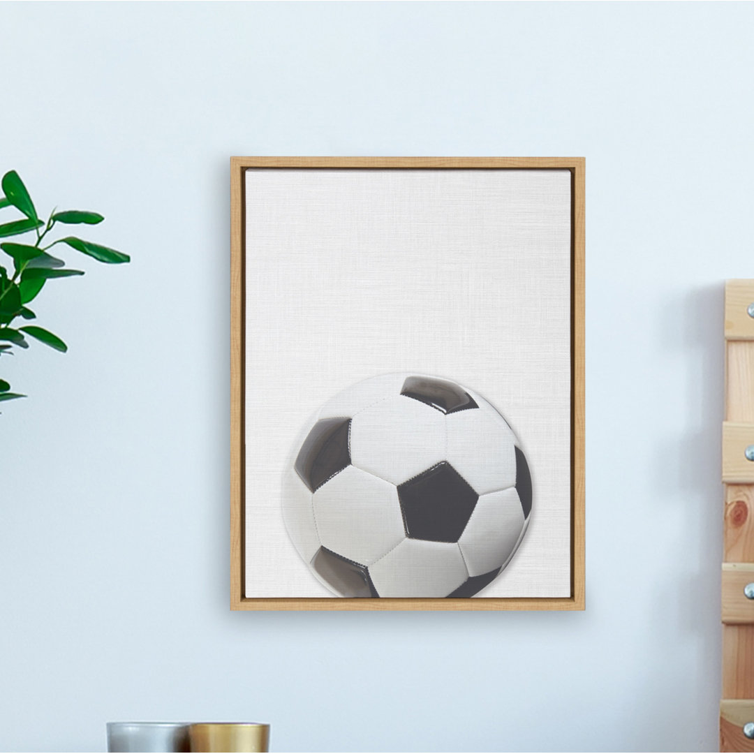Soccer Ball Portrait Color by Designovation Framed Canvas Wall Art Print Harriet Bee