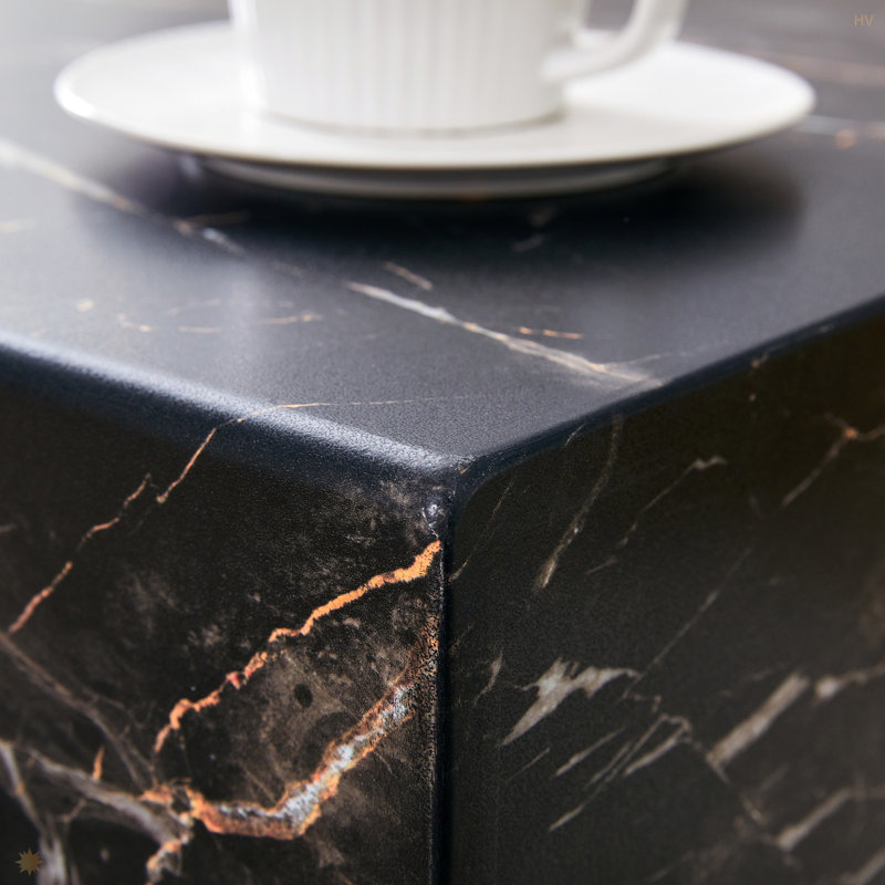 Minimalist MDF Marble-Patterned Coffee Table.Marble Pattern Sticker, Black