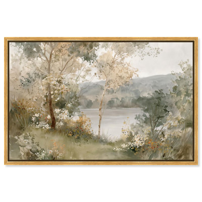 Silent Pond's Mirror II Canvas Print Vintage Wall Decor by Art Remedy, Gold Frame, 45 x 30