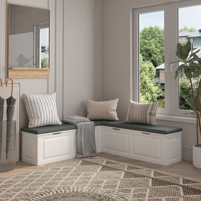 L-Shaped Corner Storage Bench With Cushioned Seating - Ideal For Entryway Or Living Room