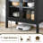 72 Inch Tall Rustic Arched Cabinet Display Cabinet, Wood Kitchen Pantry Cupboard, 2 Arched Glass Doors,  With Storage And Adjustable Shelves For Dining Room, Living Room-1928601206