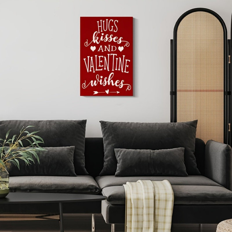 Impression sur toile «Romantic Hugs Kisses Valentine Wishes» - Urban Studio, 36 * 24 pouces (90 * 60 * 2cm)