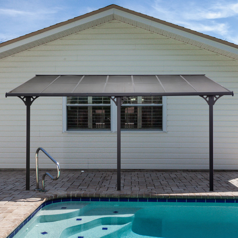 Outsunny Gray Aluminum Pergola with UV Blocking Polycarbonate Roof