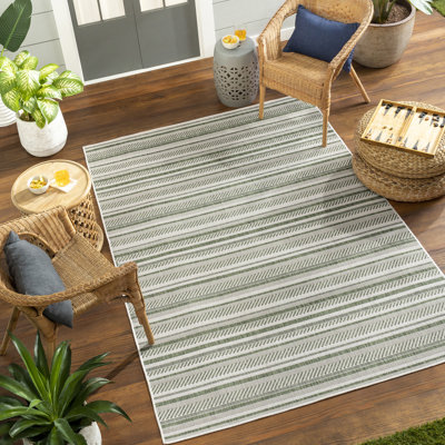 Beyanka Striped Machine Tufted Area Rug