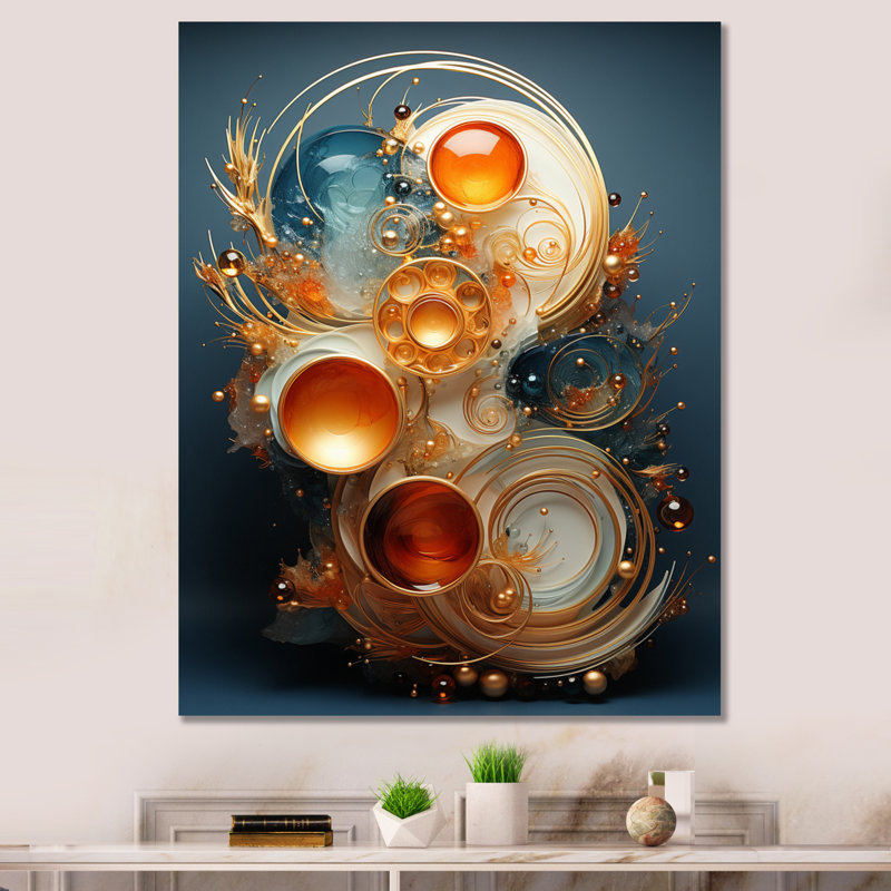 Sculpture sarcelle en fil métallique - spirales abstraites, impressions encadrées, H 40 po x l 30 po x P 1,5 po, Toile tendue