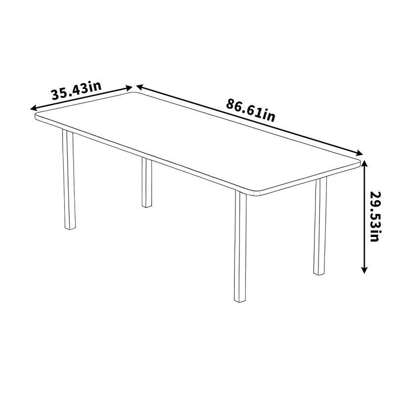 La longue table de salle à manger en bois massif est très simple, H 29,53 po x L 86,61 po x l 35,43 po
