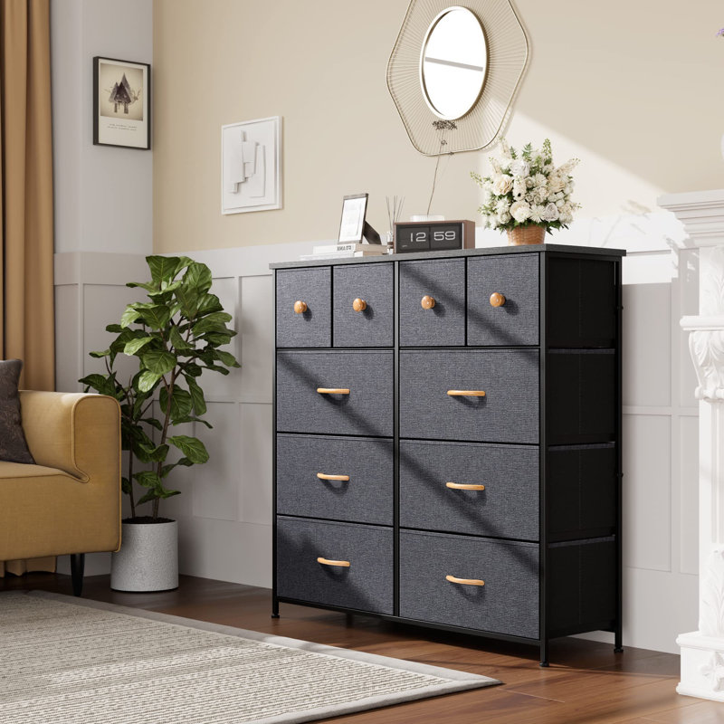 Leibuy Steel 100cm W 10 - Drawer Chest of Drawers, Black