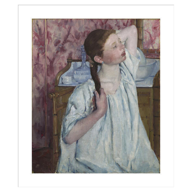 «Girl Arranging Her Hair» par Mary Cassatt, impression giclée encadrée, H 38,86 po x l 33,5 po