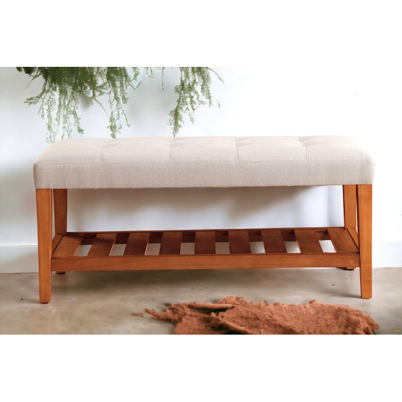 Banc en tissu gris clair Charla, Gris clair
