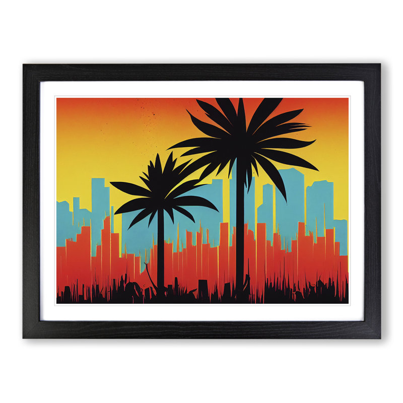 Abstract Palm Tree Art Vol.3 - Framed Print, Black, 46cm H x 64cm W x 2cm D