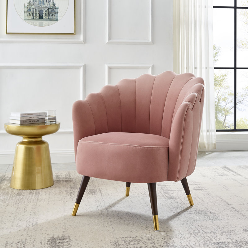 Upholstered Barrel Chair, Blush Pink