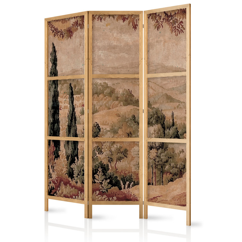 171cm H Solid Wood Folding Room Divider, 171cm H x 135cm W x 1.2cm D, 3