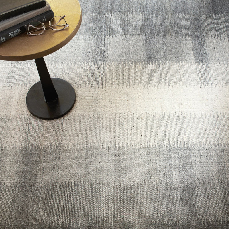 Ronan Ikat Grey Handwoven Wool Rug, Rectangle 7'6" x 9'6"