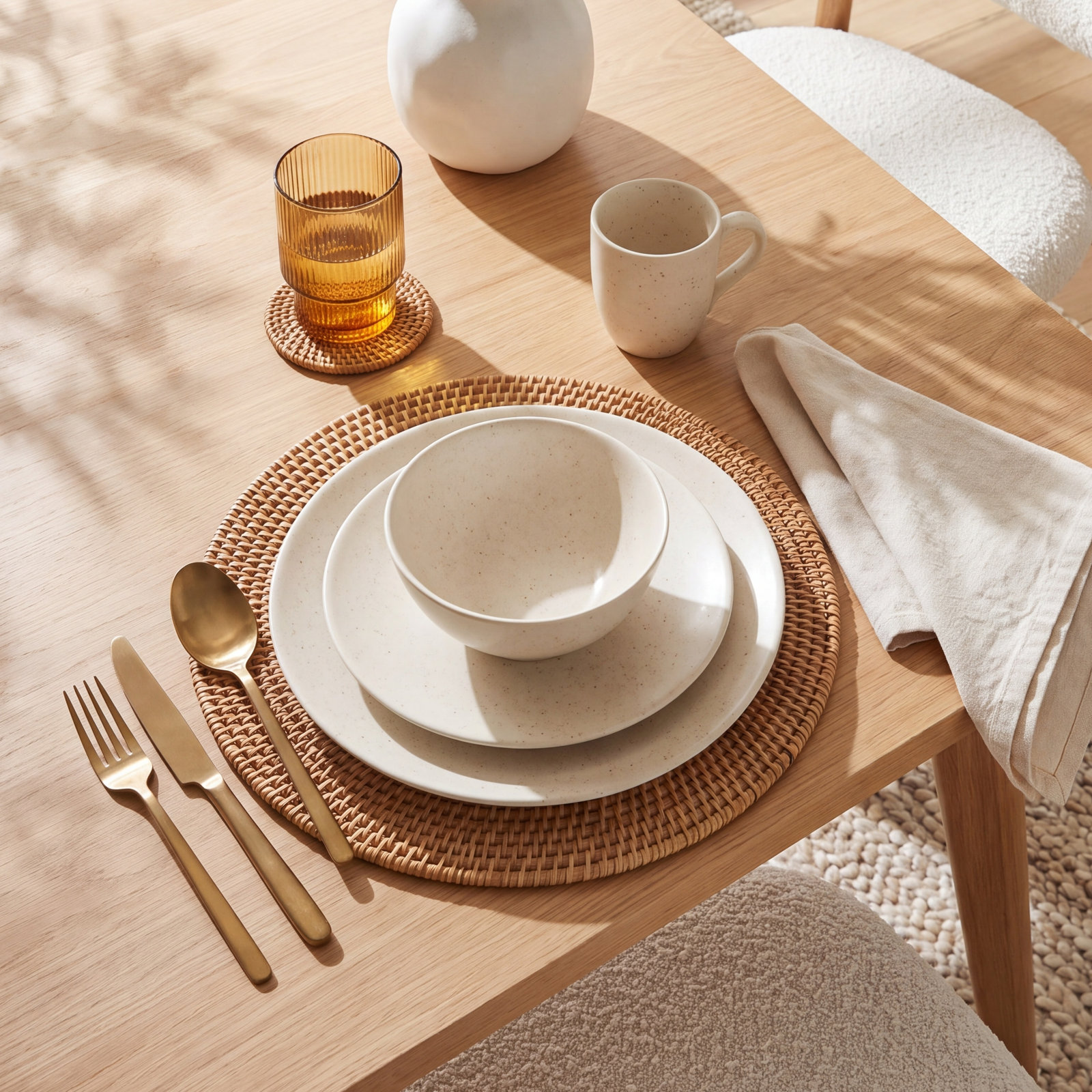 Oatmeal Stoneware Dinnerware Set - Service for 4