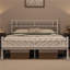 Minimalist Metal Slatted Bed Platform with Arrow Design Headboard-1221307251-1221195390