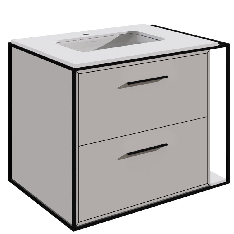 Linea 24" Vanity Base, Cloud, Single-Hole, Matte Black