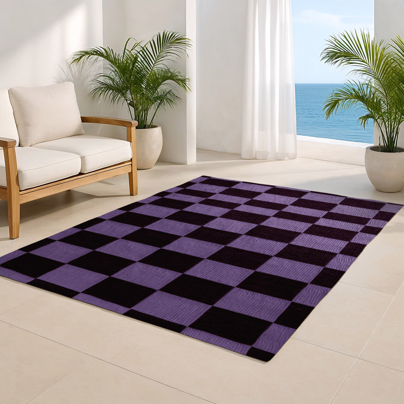 Tapis d'intérieur et d'extérieur à carreaux rouge, Rectangulaire 2 pi x 3 pi