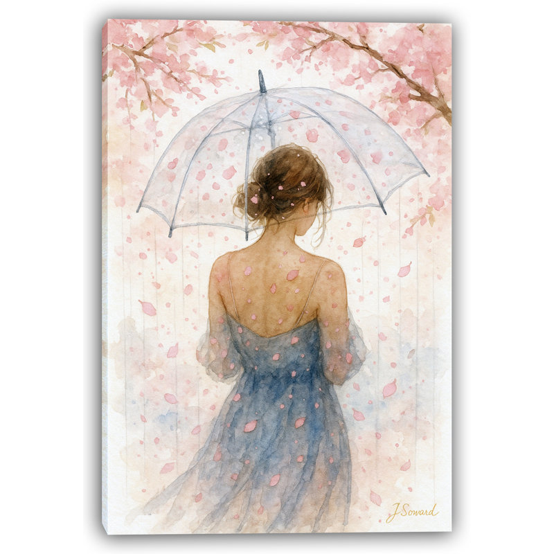 Cherry Blossom Rain - Wrapped Canvas Wall Art