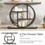 Console industrielle de 41,3 po, canapé gris à 4 niveaux avec cadre métallique circulaire unique et tablettes de rangement, table d'appoint étroite pour le salon, le couloir et le vestibule