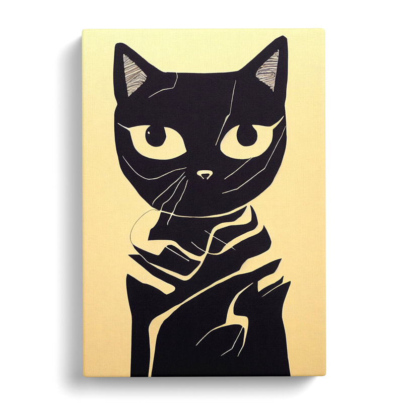 Cat Gestural - Wrapped Canvas, 76cm H x 50cm W x 3cm D