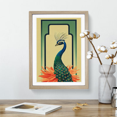 Peacock Art Deco No.2 - Single Picture Frame Print