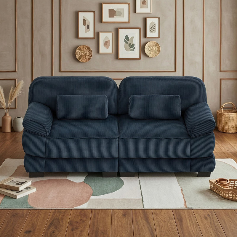Causeuse modulaire 2 places, Bleu