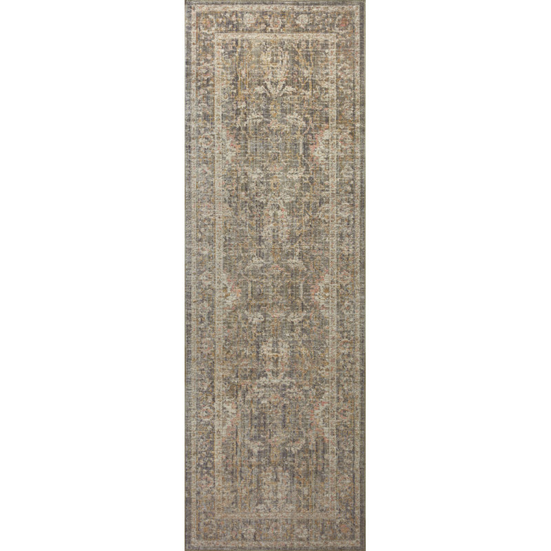 Chris Loves Julia x Loloi Rosemarie Oriental Sage Blush Area Rug, Runner 2'7" x 12'