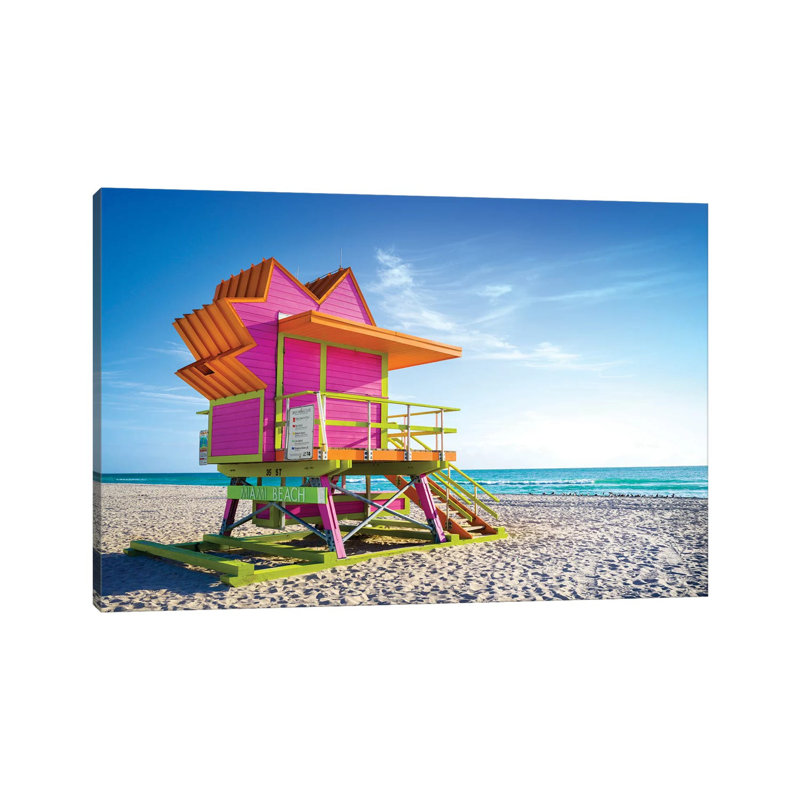 Pink Morning, Miami Beach Florida by Susanne Kremer - Wrapped Canvas Print, 20.32 cm H x 30.48 cm W