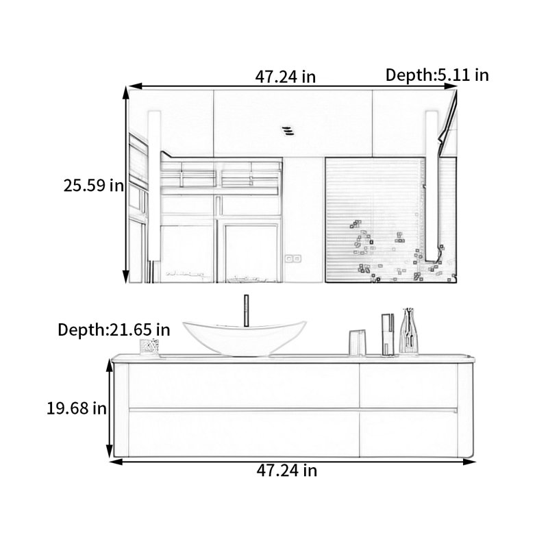 Simple modern rock plate bathroom cabinet