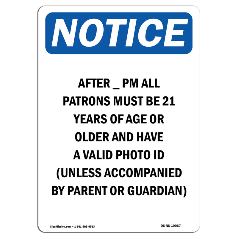 «After Pm All Patrons Must»