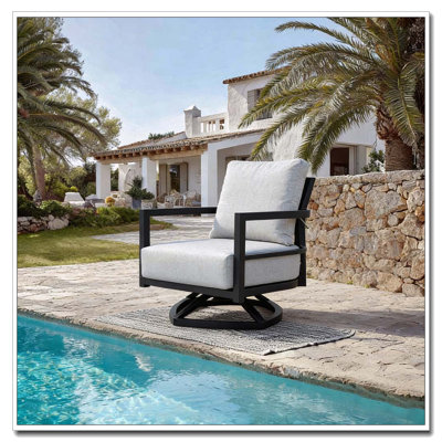 Méridienne pivotante d'extérieur moderne avec structure en aluminium de qualité supérieure, dossier ergonomique et coussin Sunbrella