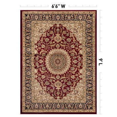 Shiflett Oriental Burgundy/Mustard/Black Area Rug