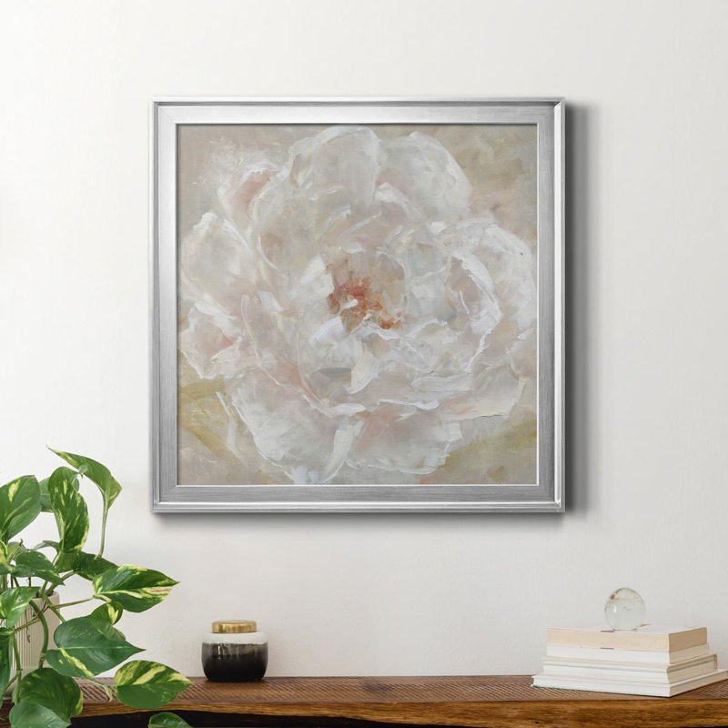 Summer Romance I - Peinture sur toile encadrée, H 22,5 po x l 22,5 po x P 1,5 po, Argent
