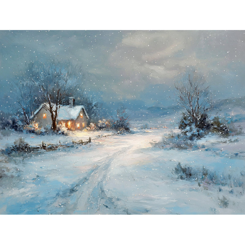 «Winter Farmhouse Glow», art mural sur toile tendue, H 24 po x l 36 po