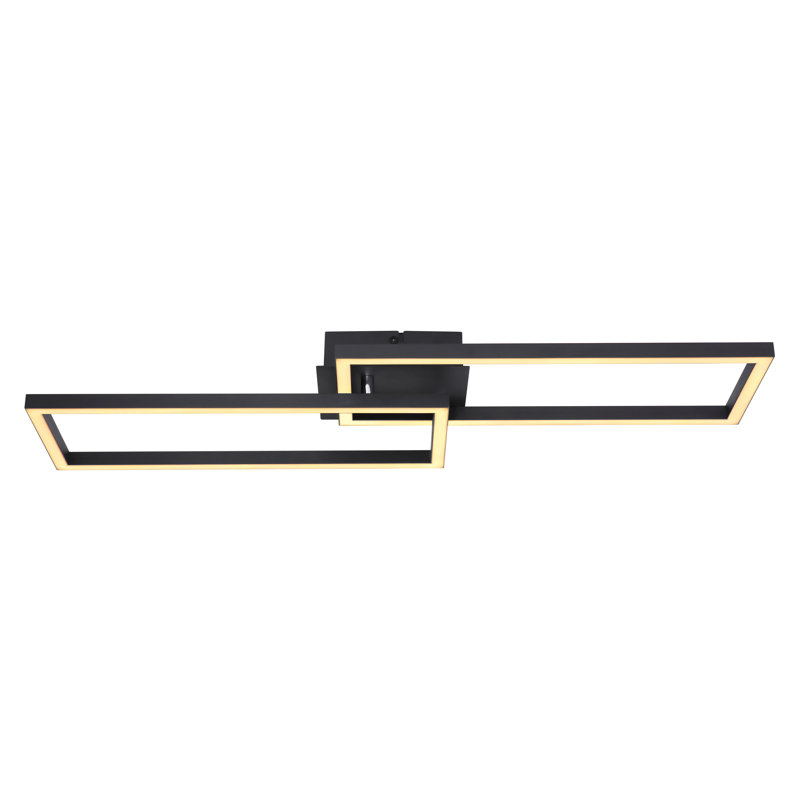 Maurin LED Semi Flush Mount, Black, Golden, 7.5cm H x 23cm W x 71cm D