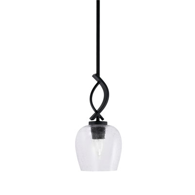 Cavella Stem Hung Mini Pendant Shown In Matte Black Finish With 6" Glass