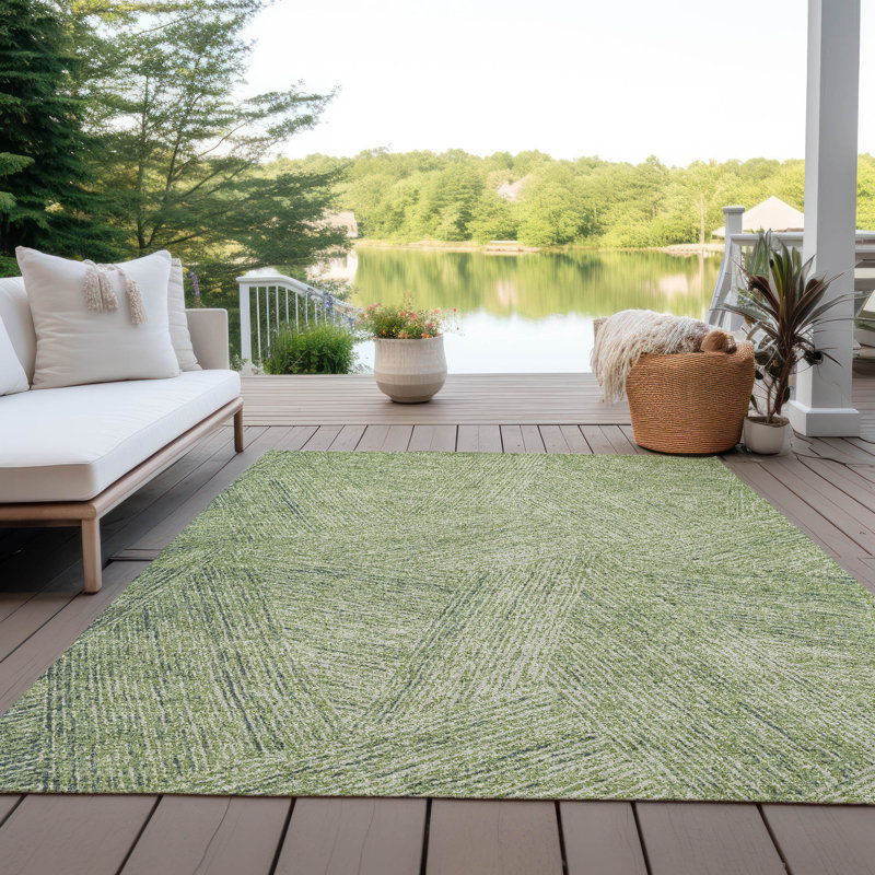 Aloe Green Synthetic Washable Rectangular Area Rug 46" x 30"