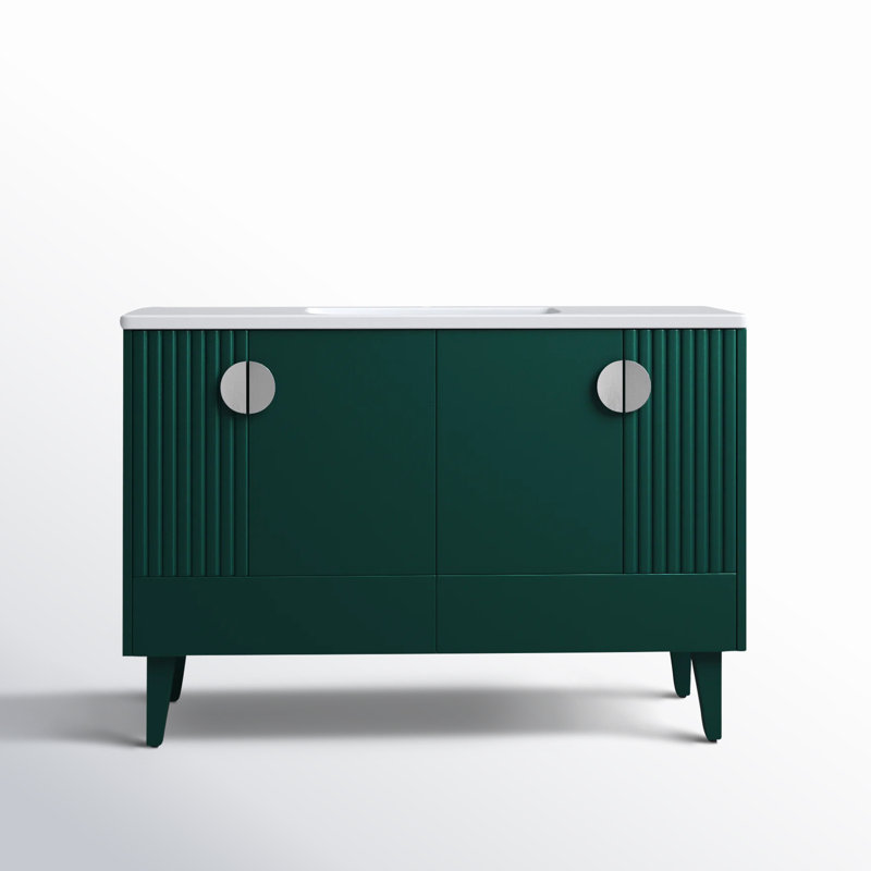 Ensemble de meuble-lavabo simple 48 po Saimah, Chrome poli, Vert