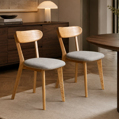 Ensemble de 2 chaises de salle à manger en bois de chêne nord-américain avec coussins rembourrés pour maison
