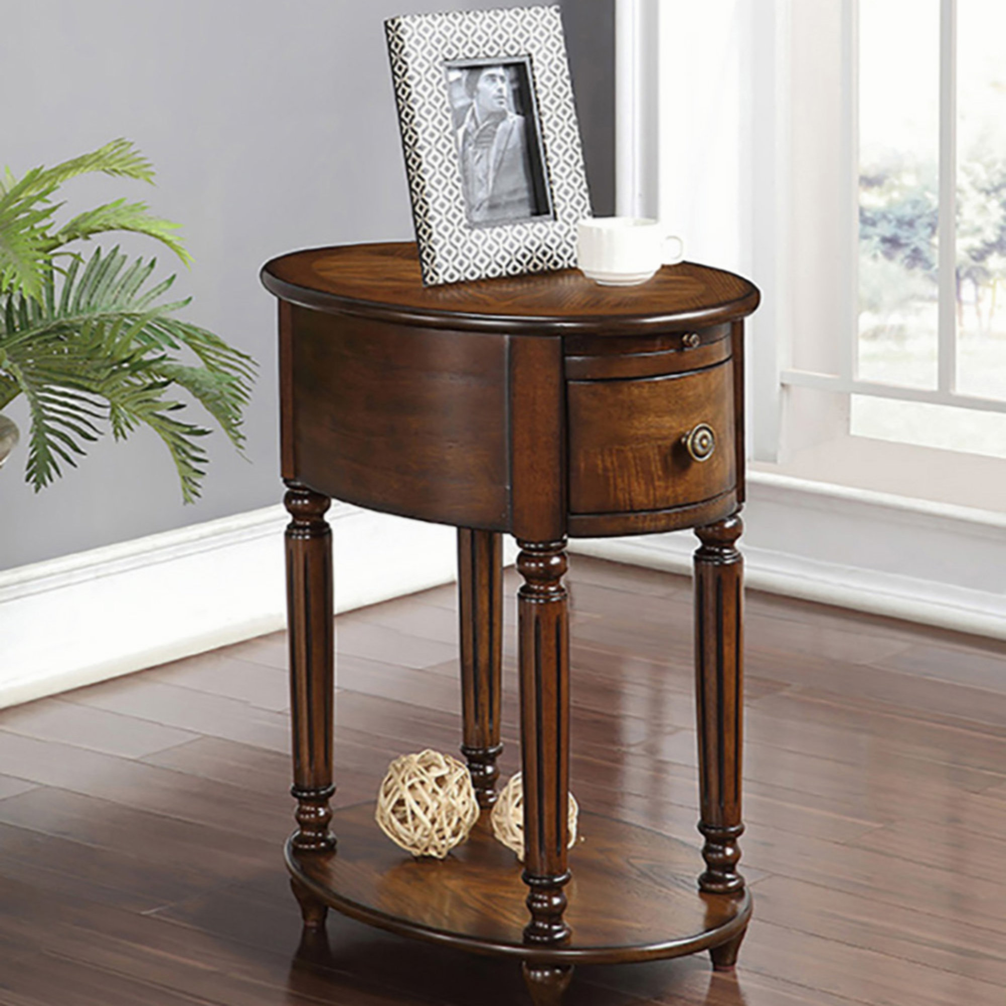Canora Grey Dark Oak Accent Table With Bottom Shelf - Wayfair Canada