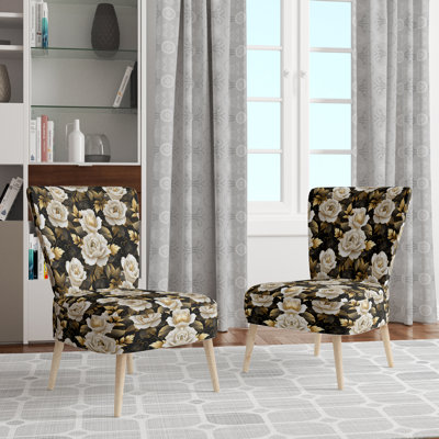 Chaise d'appoint rembourrée Timeless Beige Rose Elegant Bouquet IV