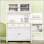 Spacieux buffet de cuisine de 63,5 pouces avec huche, armoire de rangement pour garde-manger, 4 tablettes, tiroirs, portes en verre encadrées, comptoir à micro-ondes ouvert