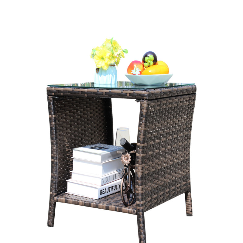 Table basse pour l'extérieur en verre trempé - brun, eau, ensemble d'assemblage avec surface transparente, protégé, assemblage requis maintenant