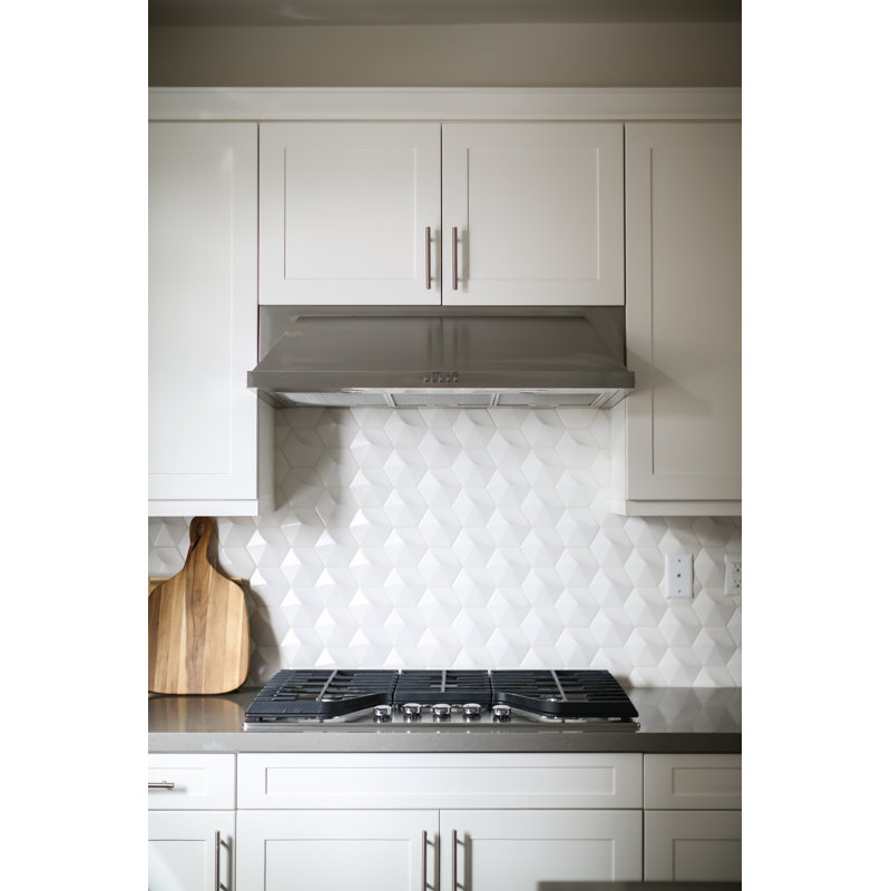 Hedron 4" x 5" Straight Edge Ceramic Singular Wall Tile, Fog