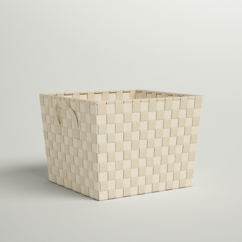 Panier en tissu à sangle moyenne, H 8 po x l 12 po x P 10 po, Ivoire