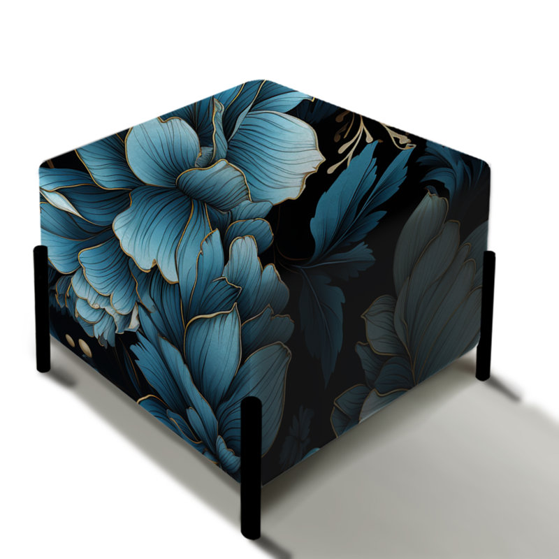 Motif éphémère noir Moody - repose-pieds floral carré