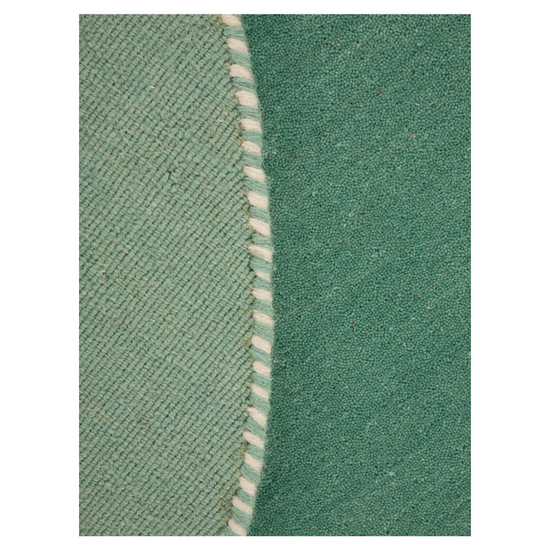 Solid Colour Wool Hand Woven Area Rug, Approx. 60cm, Turquoise
