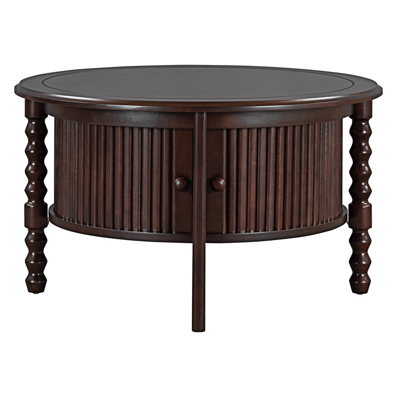 Table basse ronde avec rangement, Walnut
