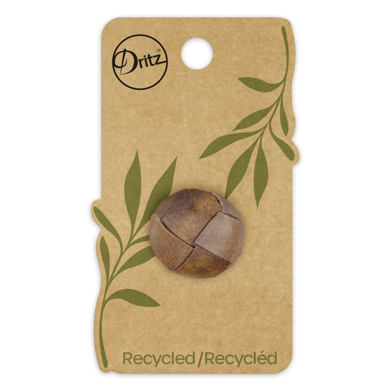 Dritz Recycled Leather Round Shank Button, 23mm, 3 Buttons